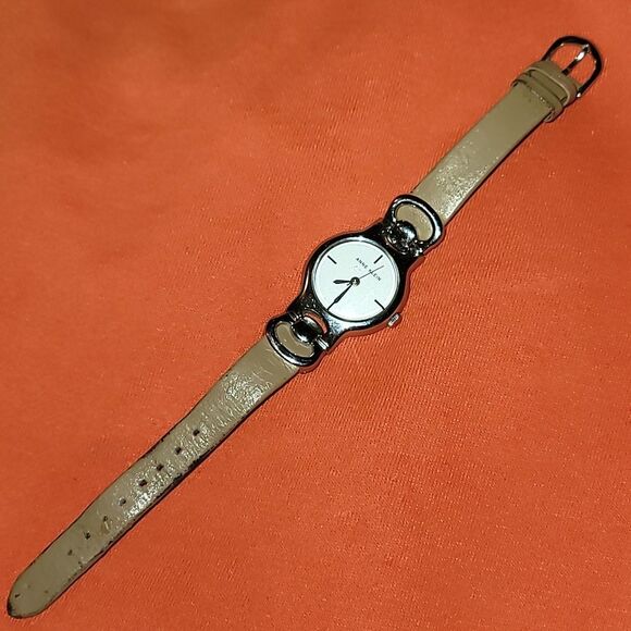 Anne Klein AK2631SVTNJ Analog Watch‎ Wristwatch For Women Silver & Grey/Tan - Picture 4 of 12